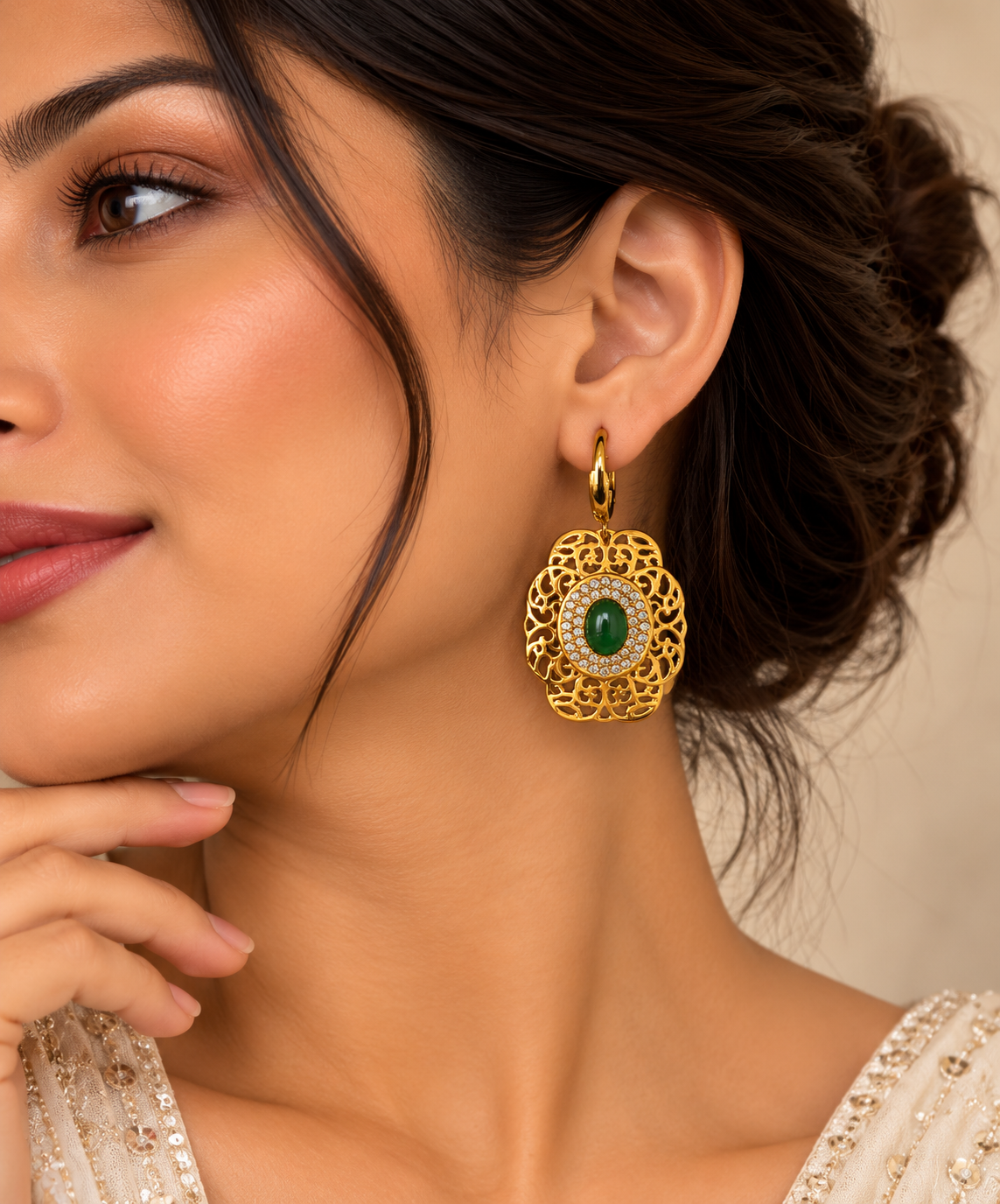 Aurevane Emerald Filigree Earrings