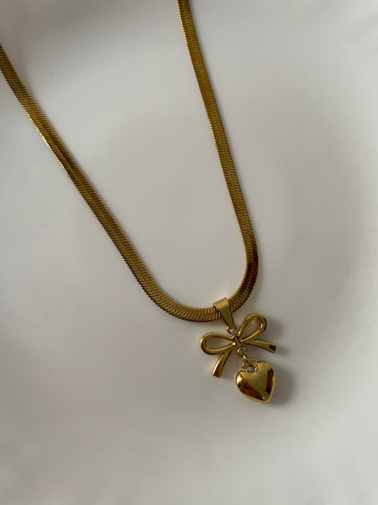 Heart with Bow Necklace