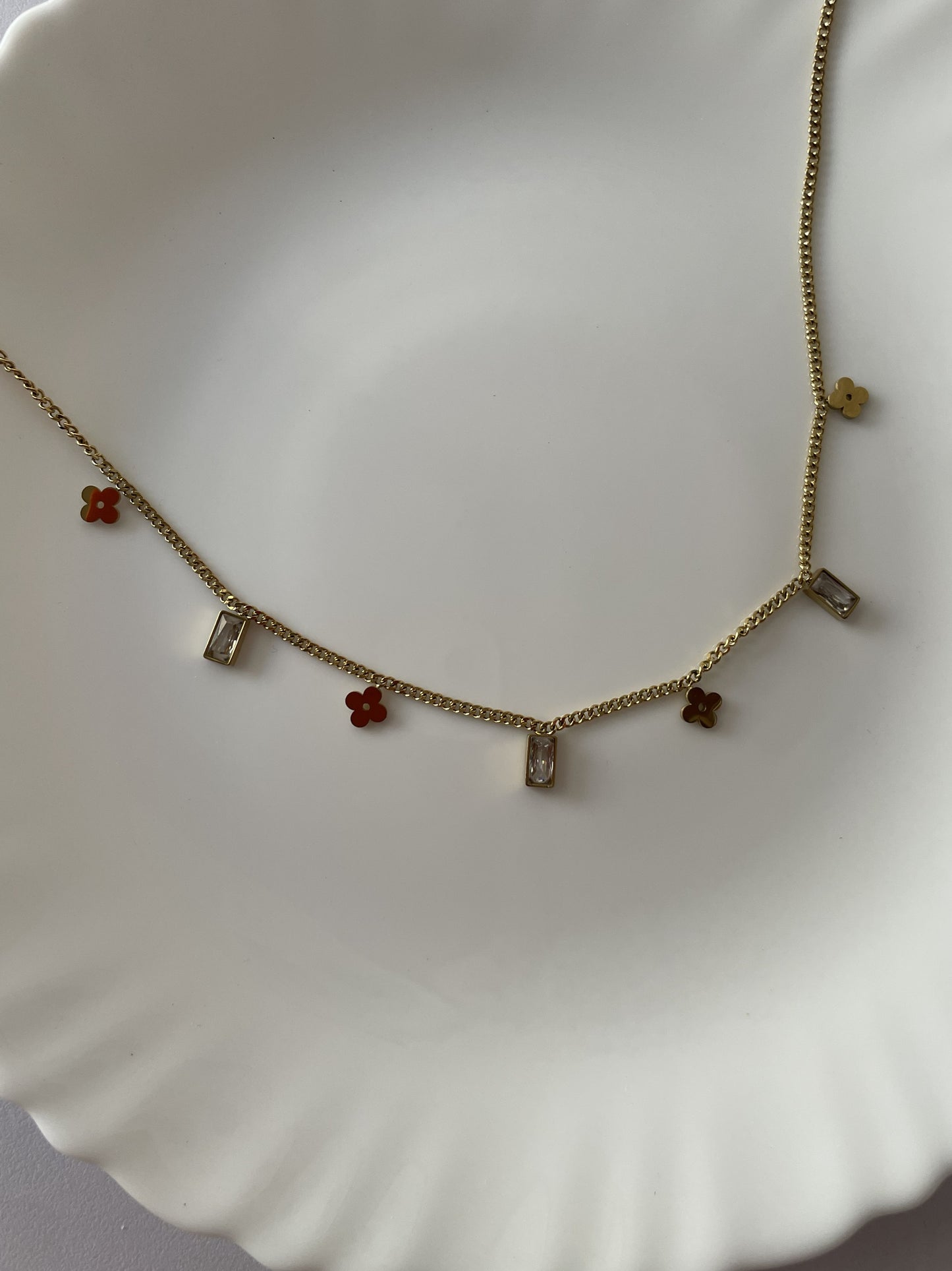 White Square Diamond Necklace