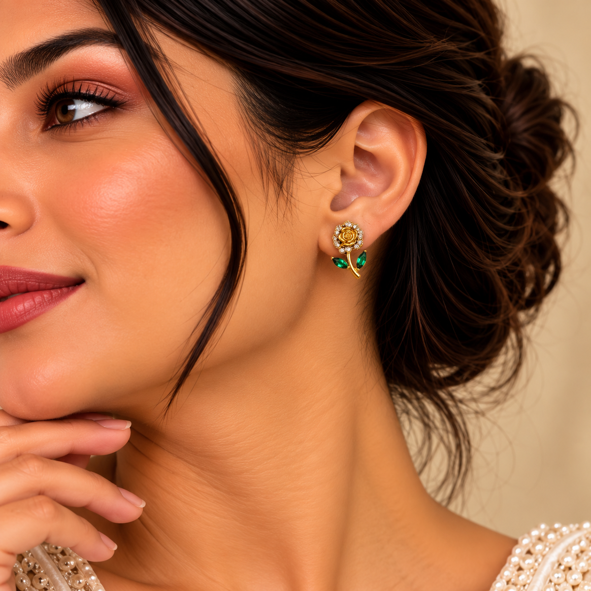 Rosavelle Emerald Bloom Studs