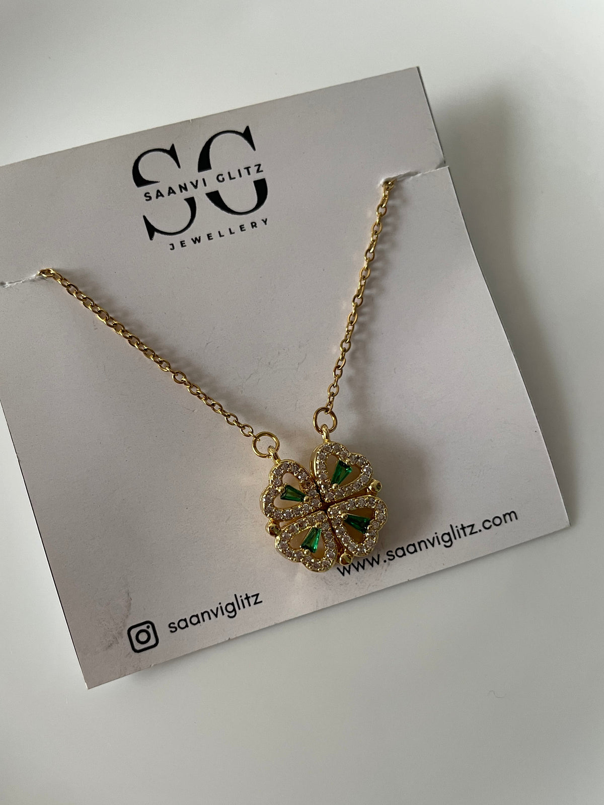 Bejewelled Heart Green Necklace