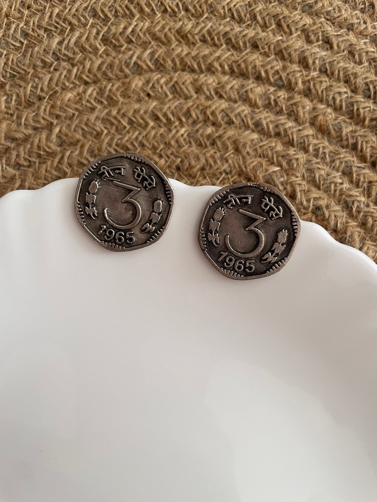 Antique Coin Oxidised Earrings
