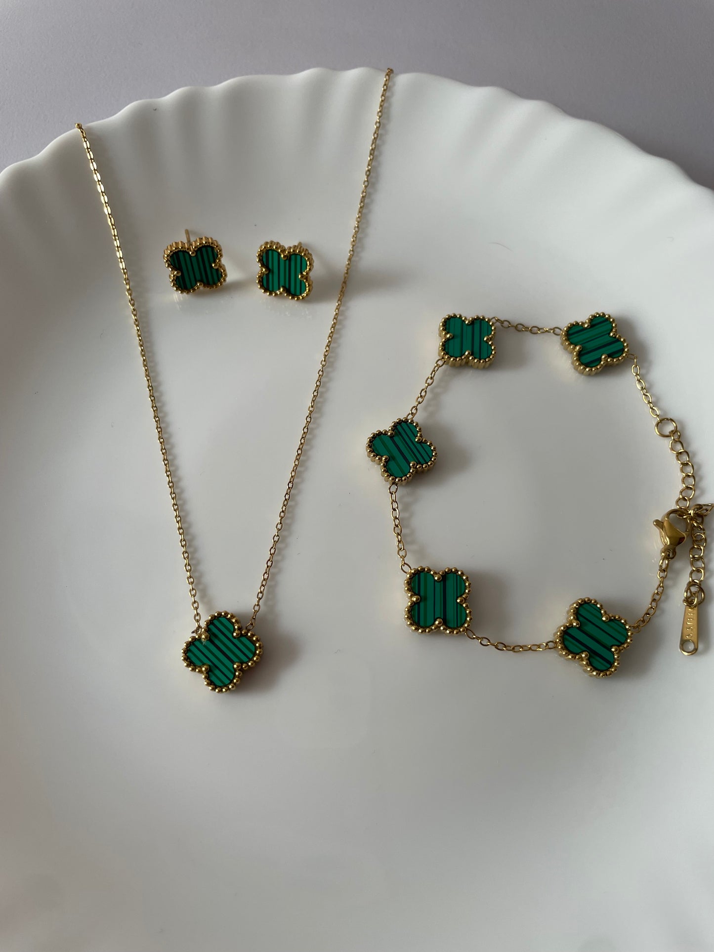 Clover Necklace Set-Sea Green