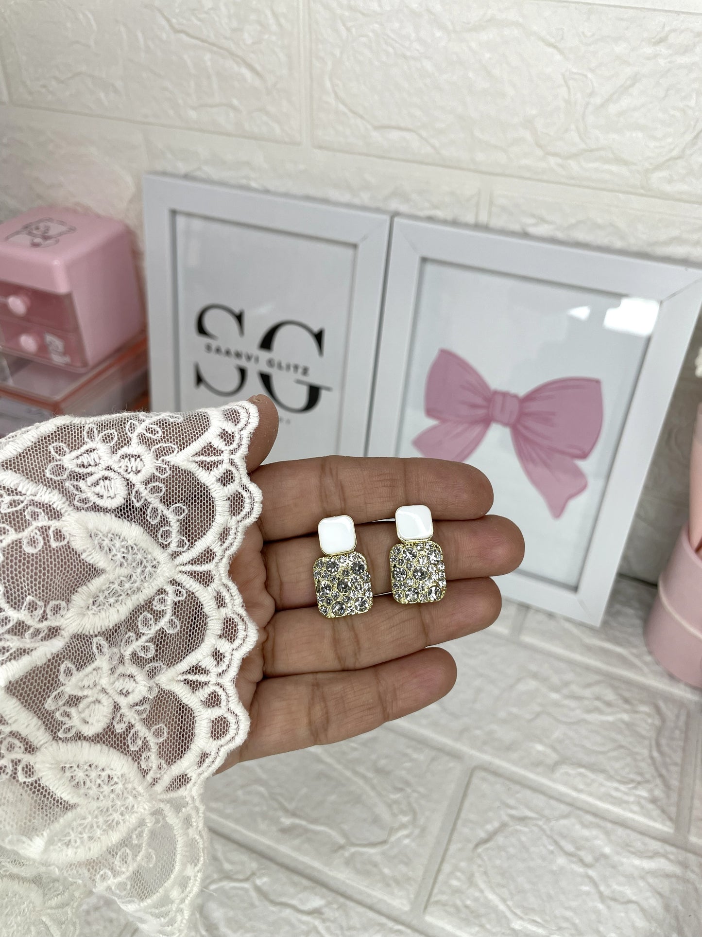 Bejeweled Golden Studs with Diamonds