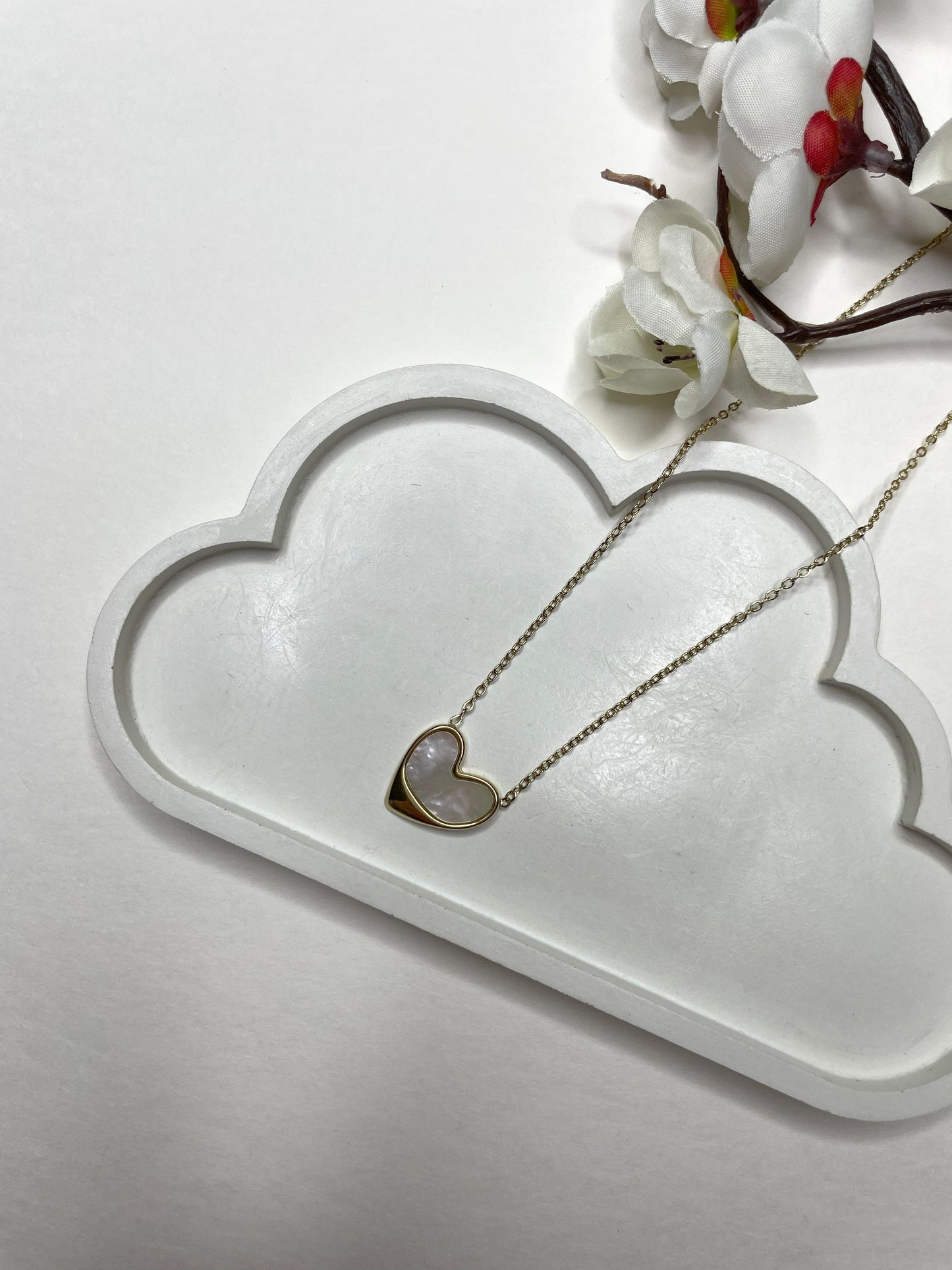 White Heart Necklace