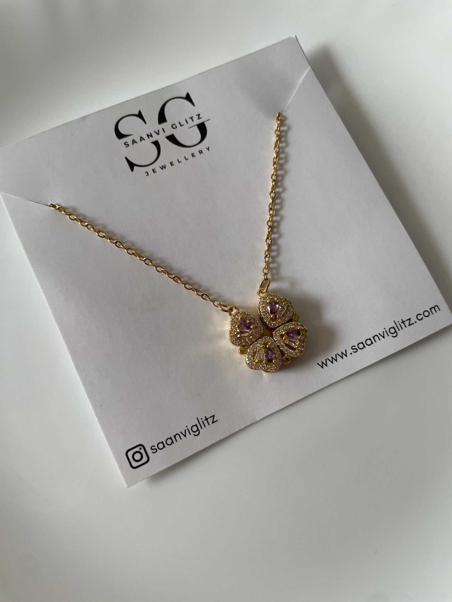 Bejewelled Heart Pink Necklace
