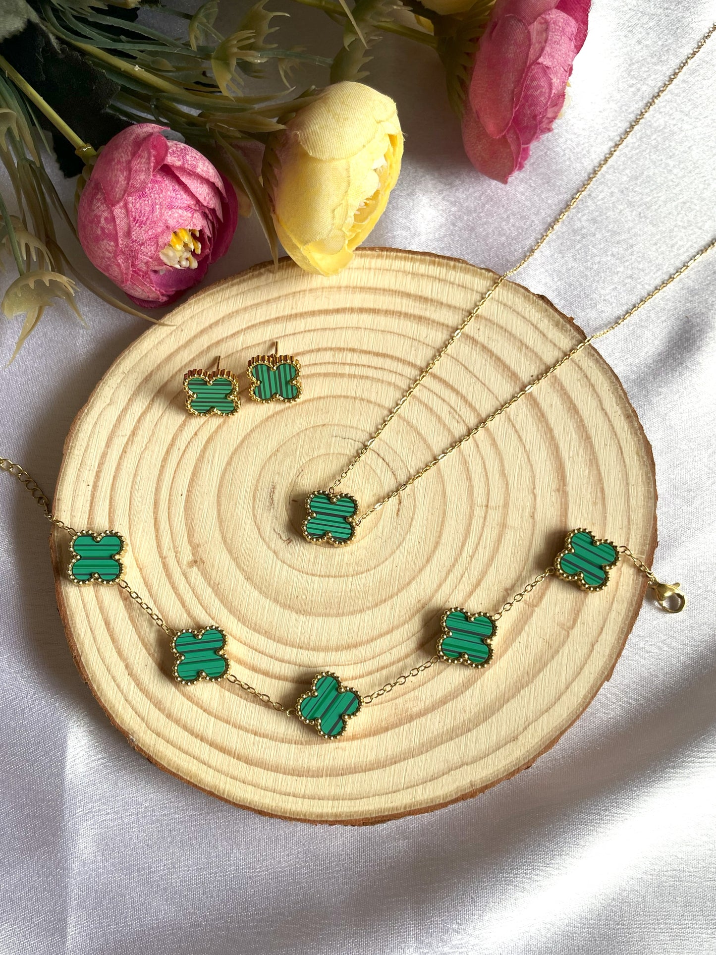 Clover Necklace Set-Sea Green