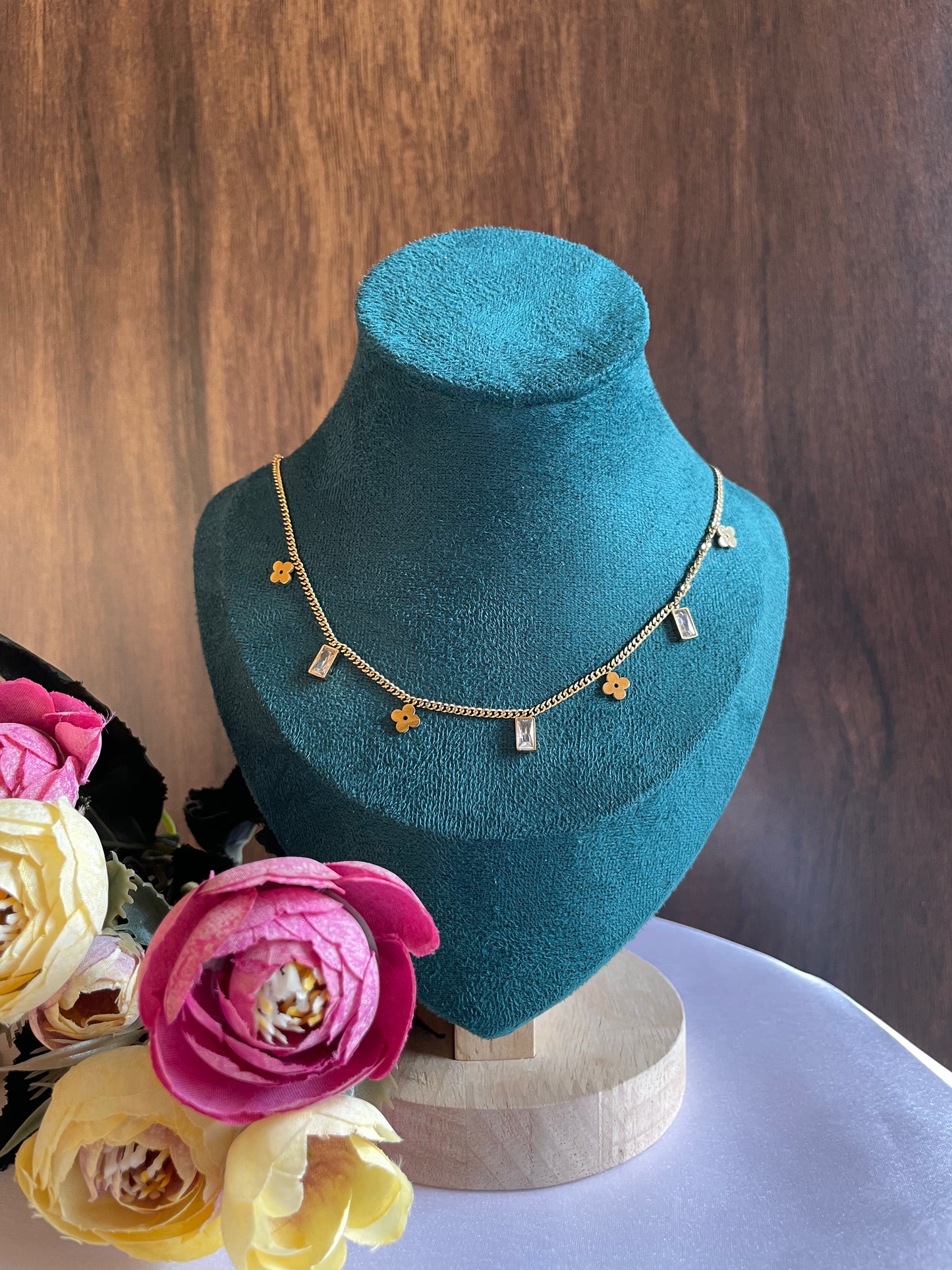 White Square Diamond Necklace