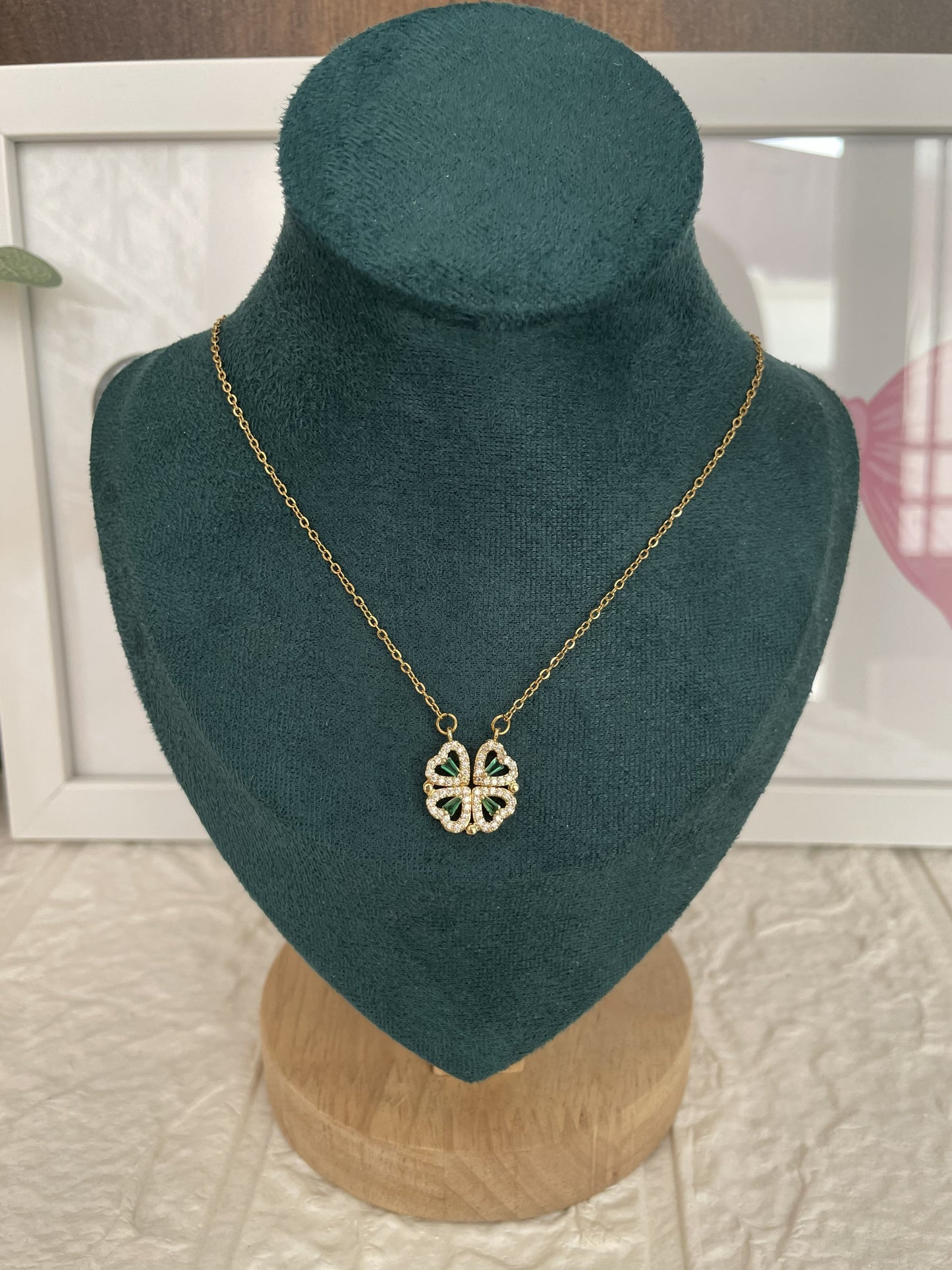 Bejewelled Heart Green Necklace