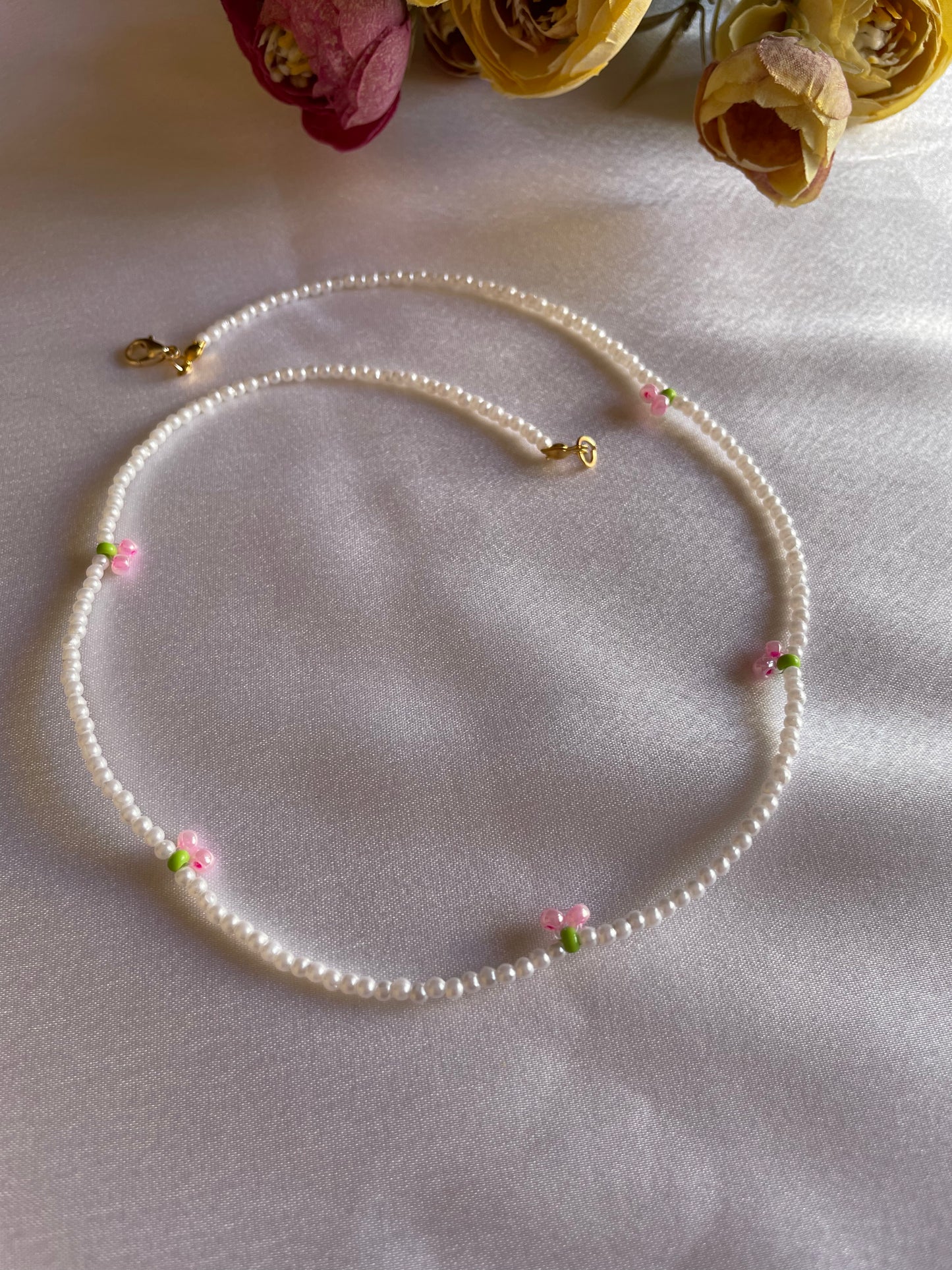 Pinterestry Cherry Pearl Necklace (Pink)