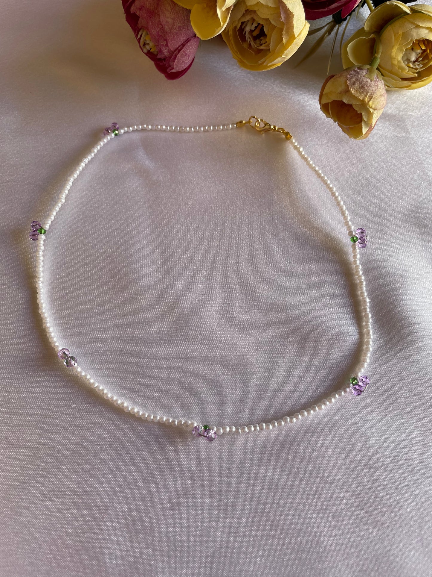 Pinterestry Cherry Pearl Necklace (Purple)