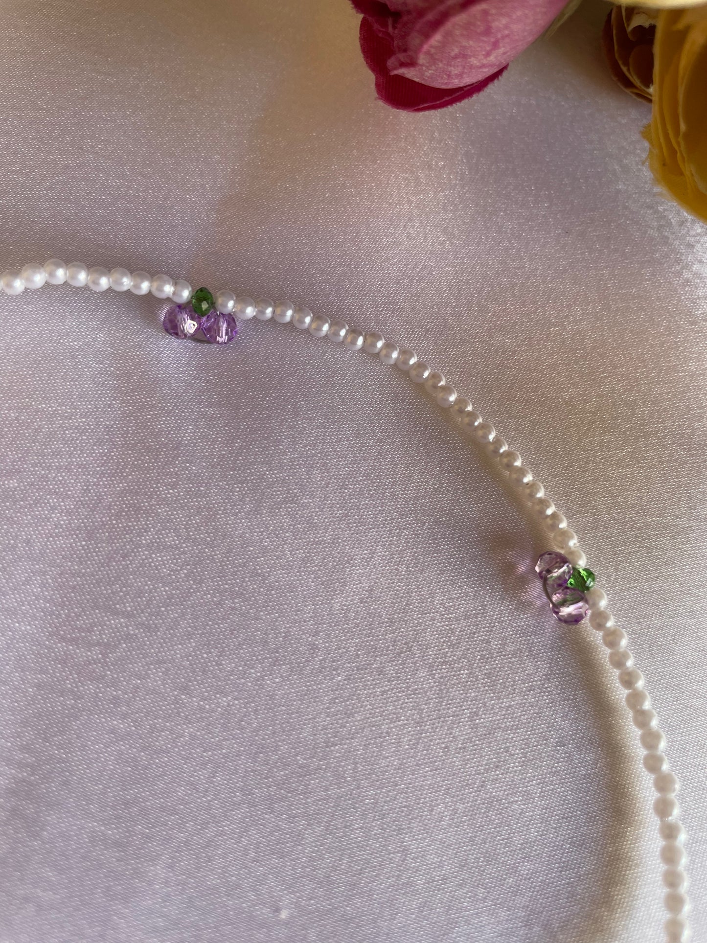 Pinterestry Cherry Pearl Necklace (Purple)