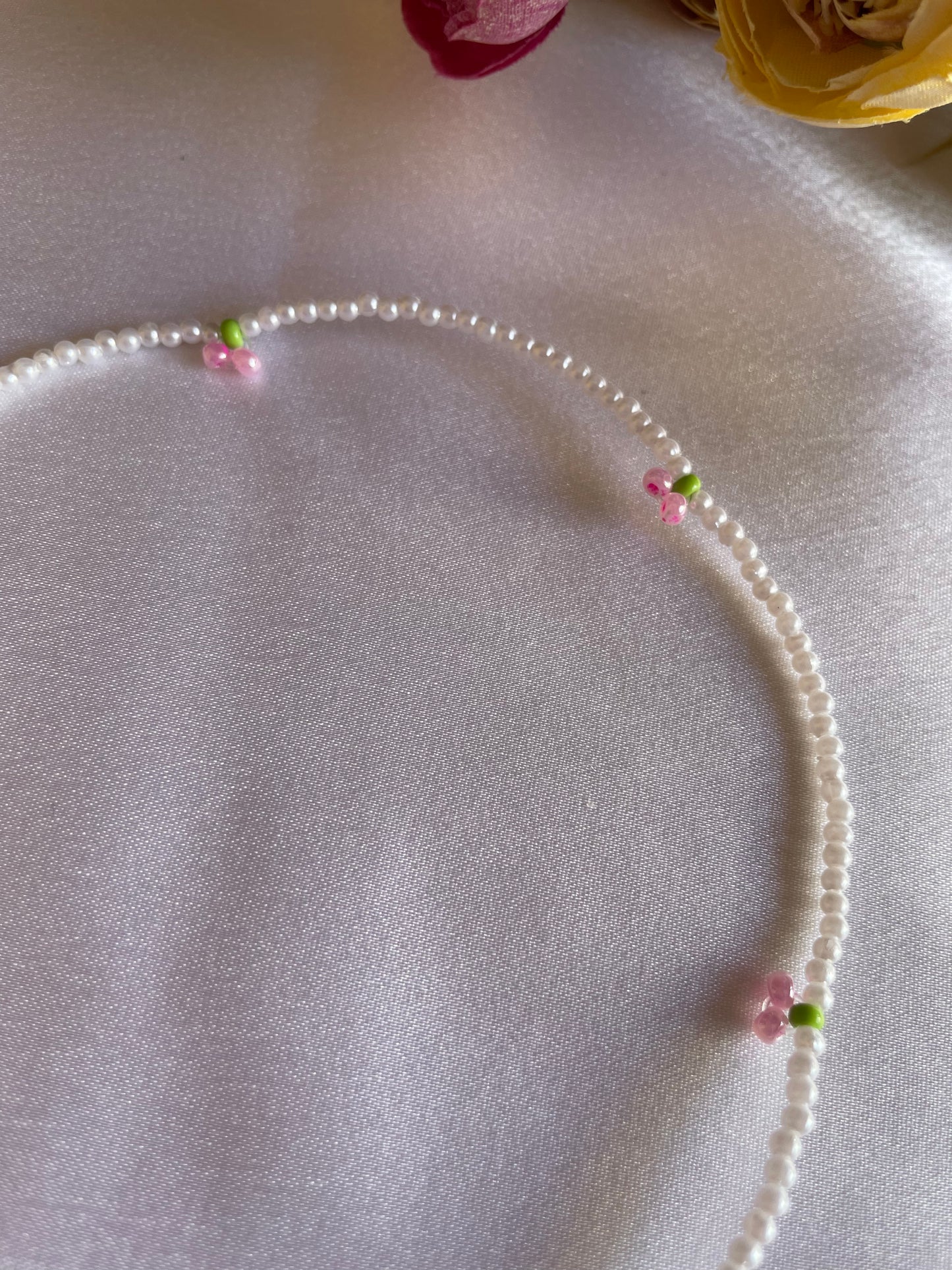 Pinterestry Cherry Pearl Necklace (Pink)