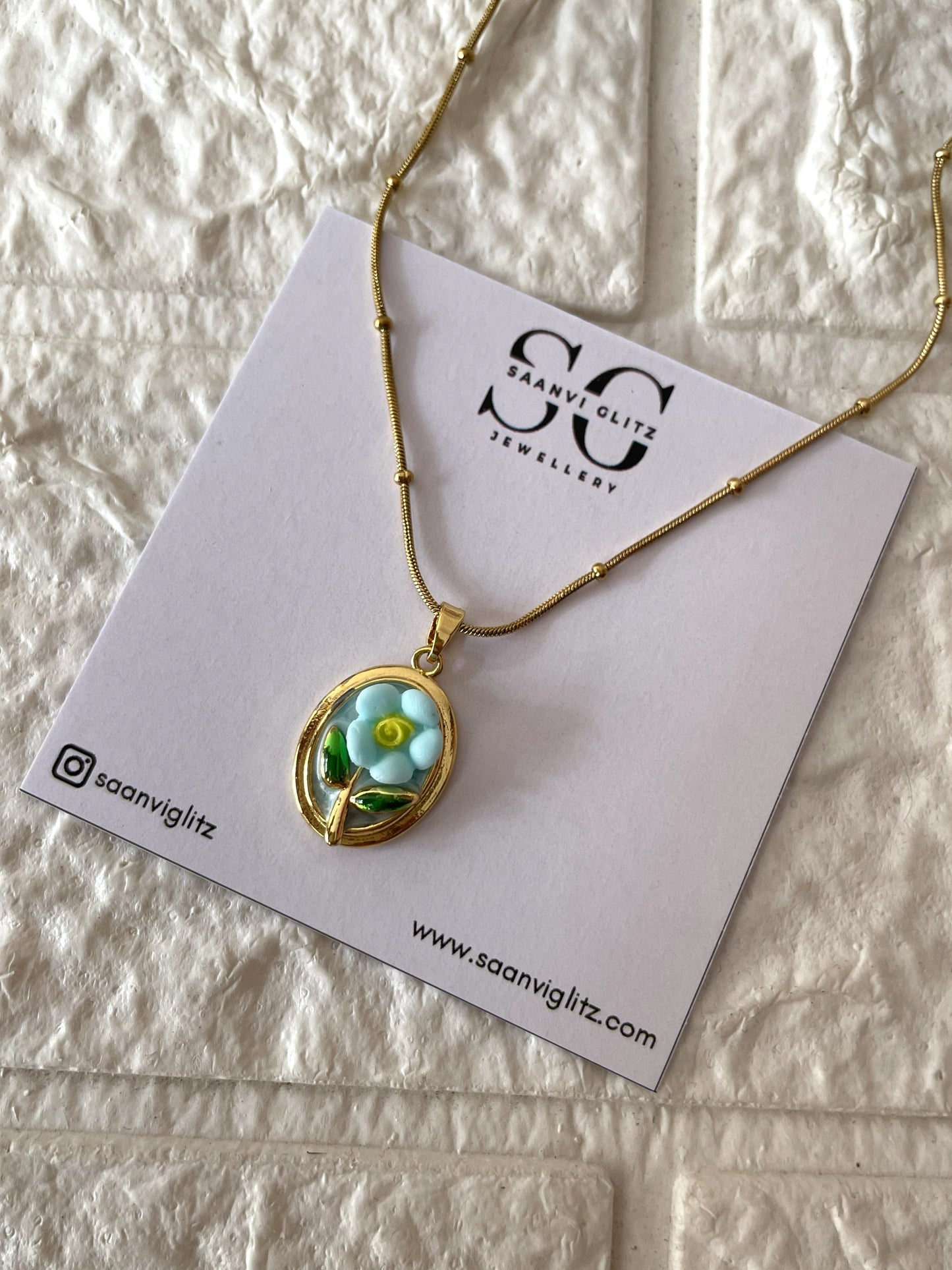 Petal Grace Necklace-Turquoise
