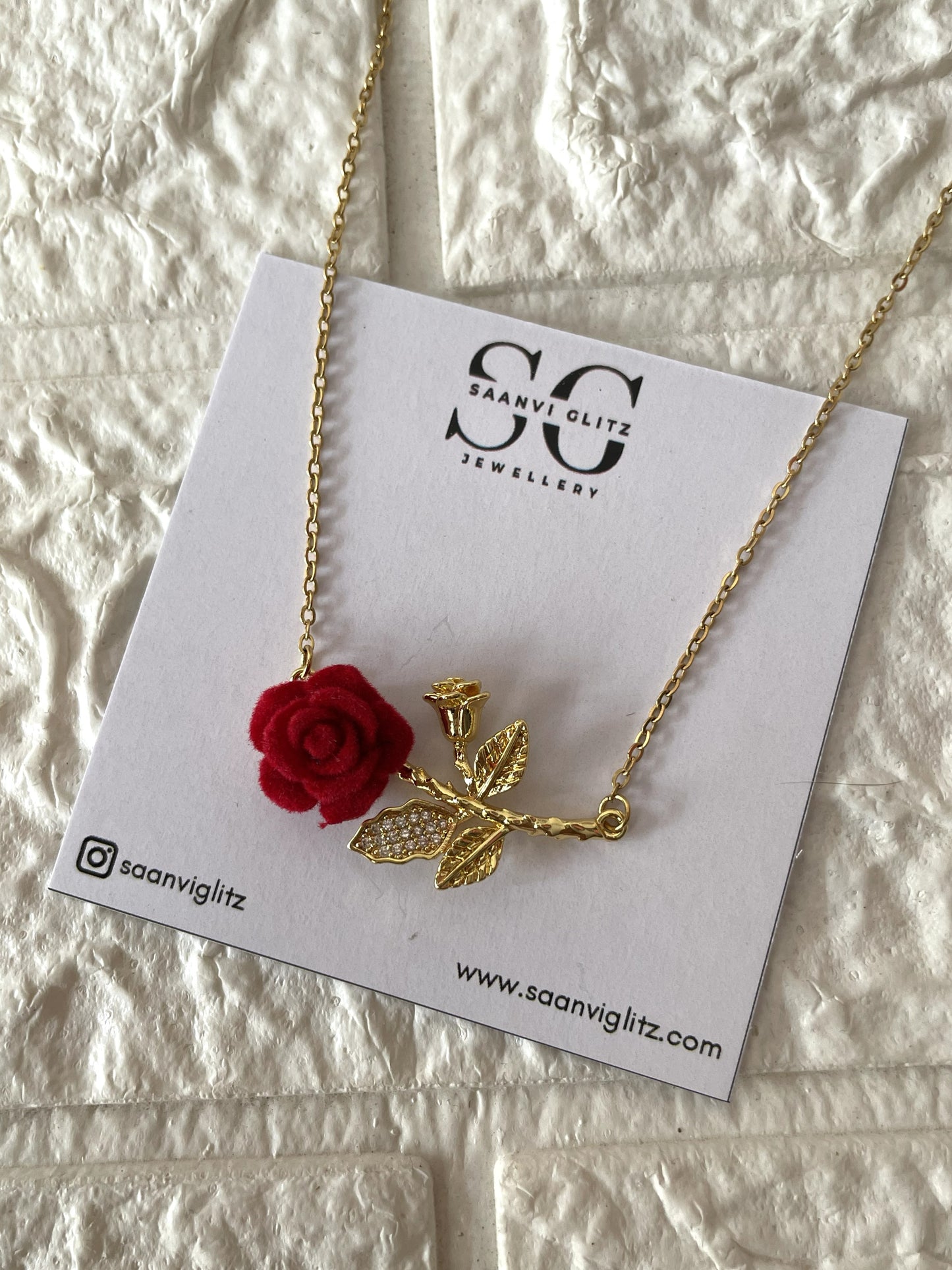 Red Velvet Rose Necklace