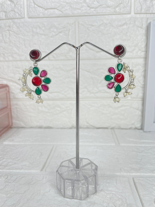 Phool Earrings (Ruby & Green)