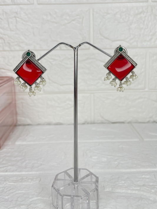 Charulata Earrings (Red)