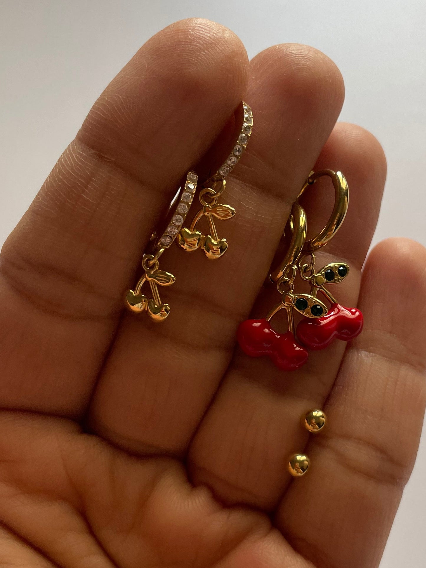 Cherry Charm Trio Earrings (Combo)