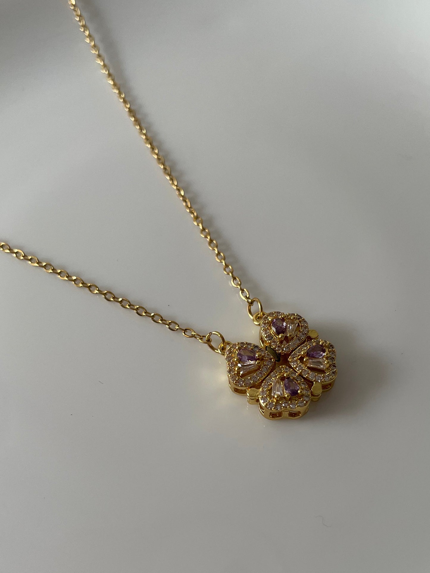 Bejewelled Heart Pink Necklace