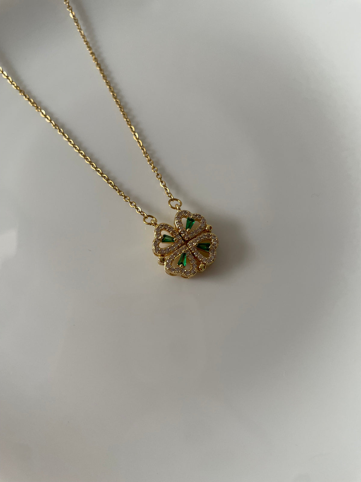 Bejewelled Heart Green Necklace