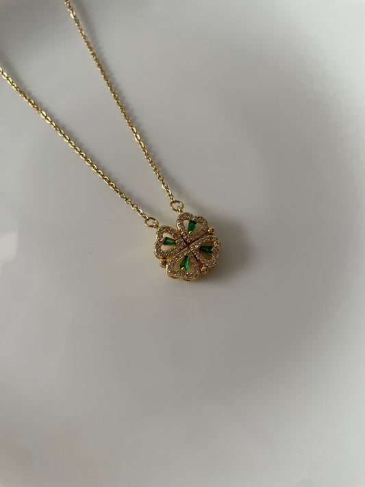 Bejewelled Heart Green Necklace
