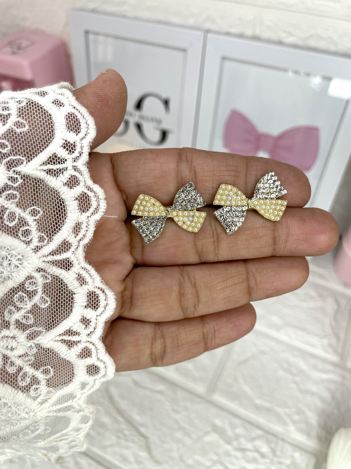 Bejeweled Bow Studs