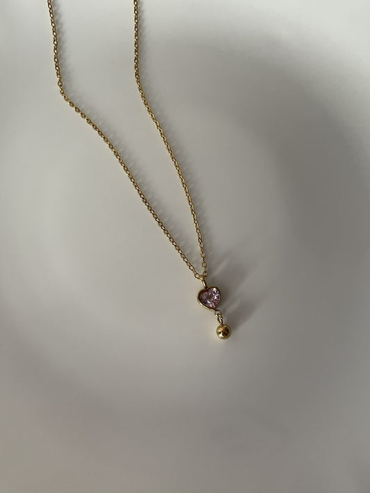 Golden Heart Drop Necklace