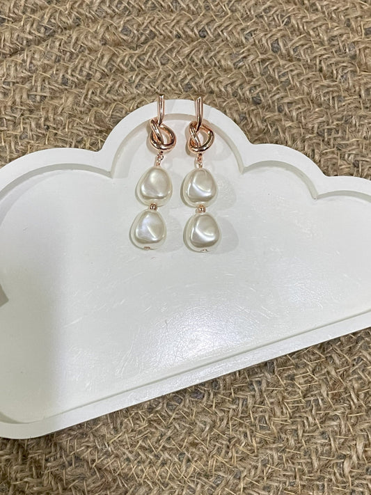 Pearl Rose Gold Danglers