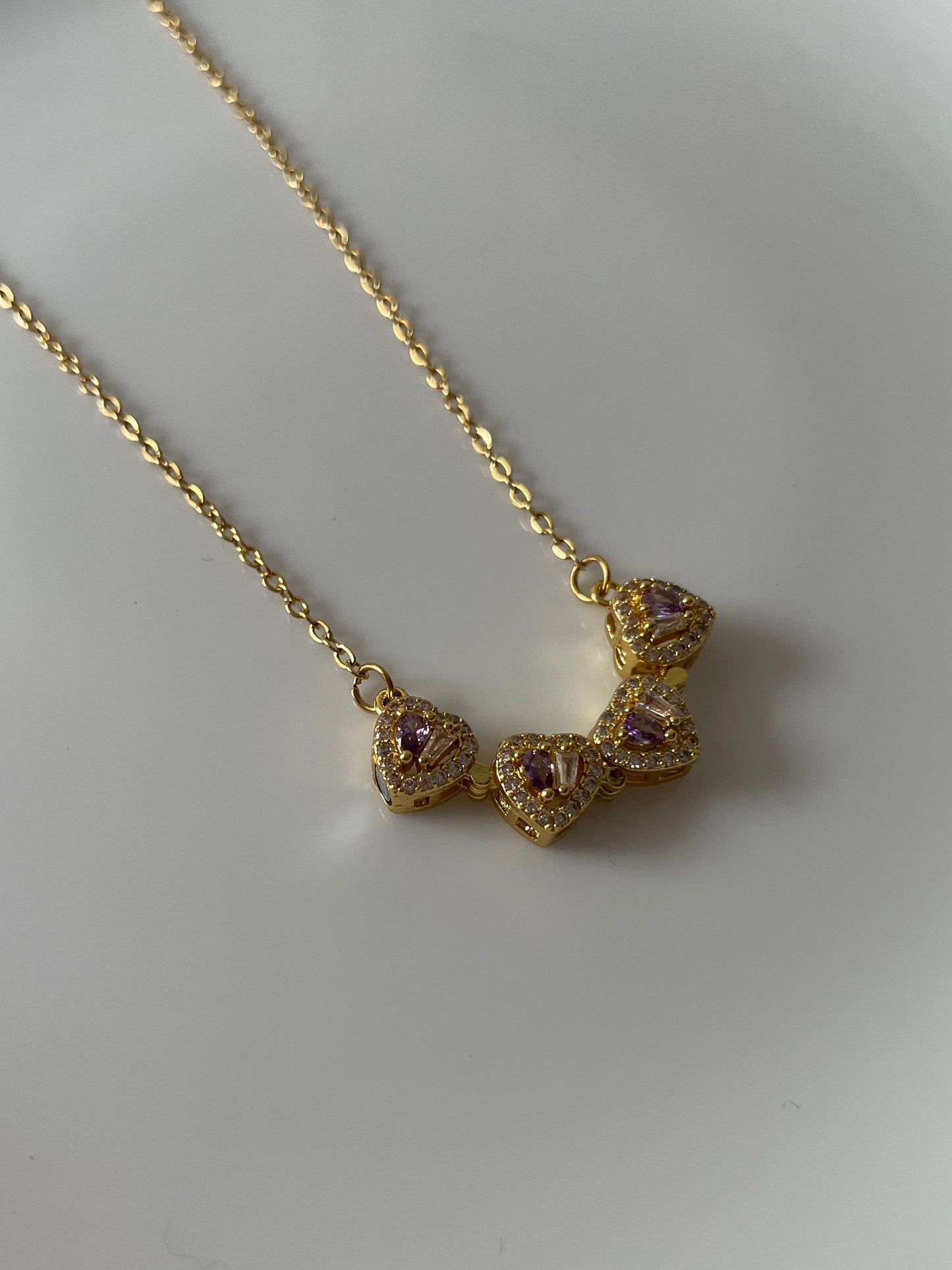 Bejewelled Heart Pink Necklace