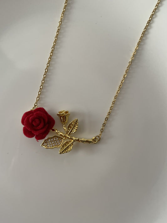 Red Velvet Rose Necklace