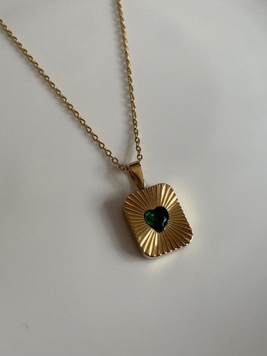Tiny Green Heart Necklace
