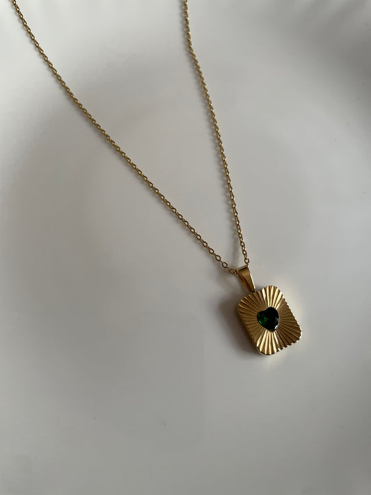Tiny Green Heart Necklace