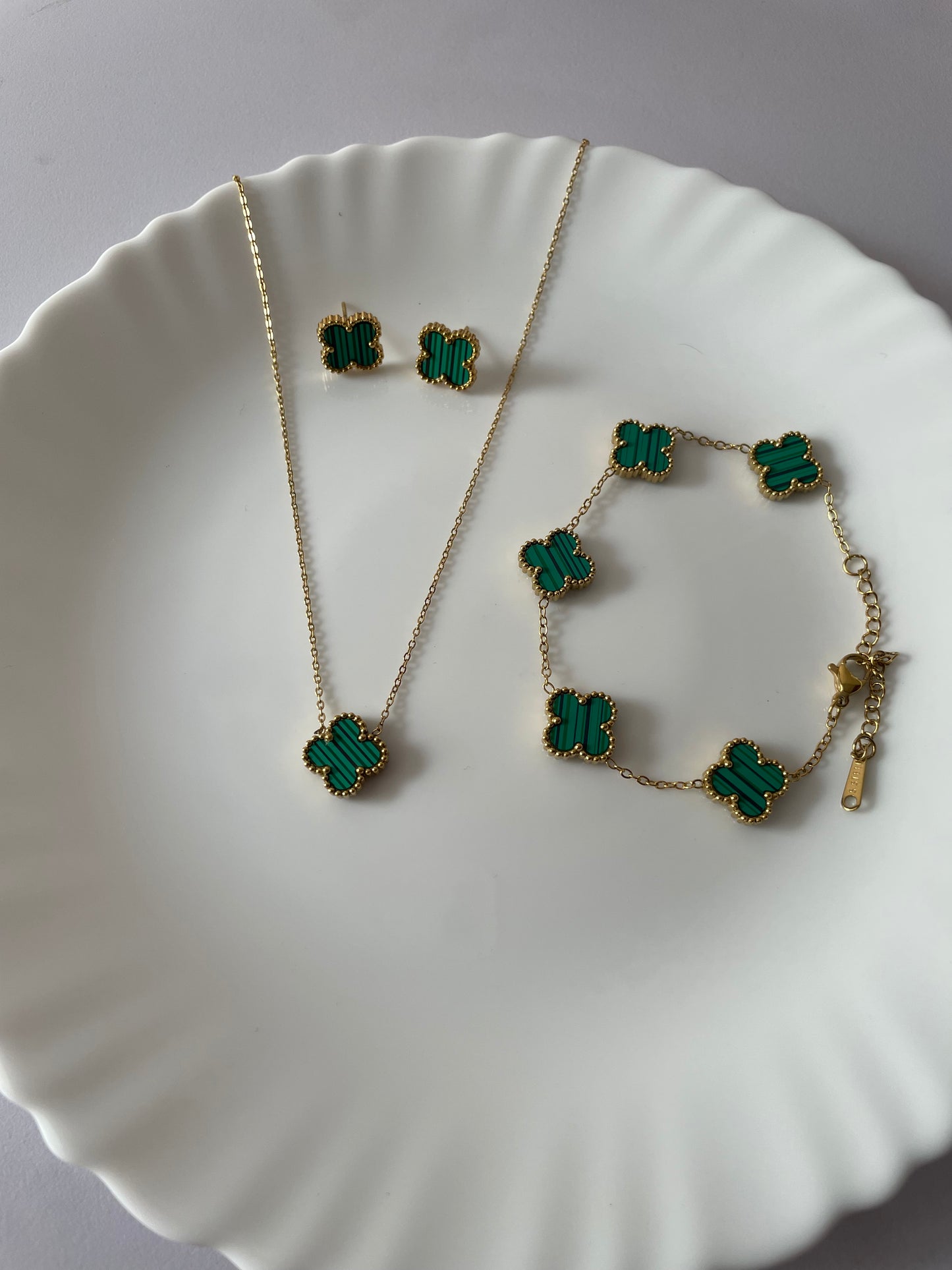 Clover Necklace Set-Sea Green