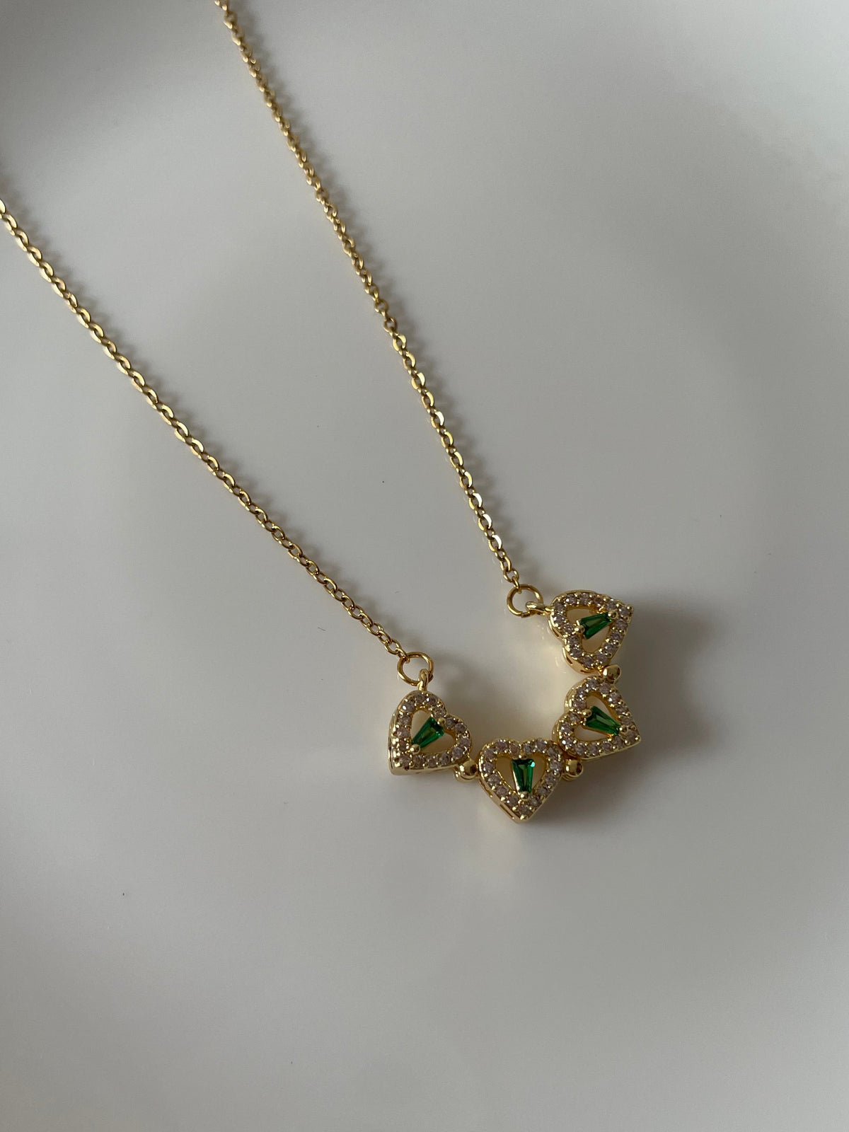 Bejewelled Heart Green Necklace