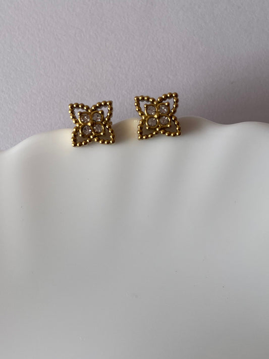 Golden Fleur Studs-Earrings