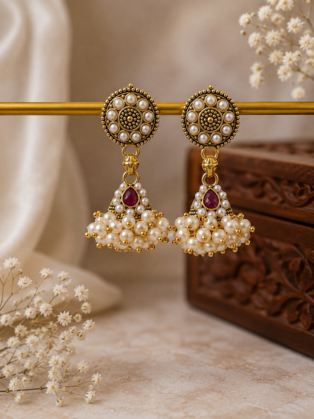 Rajsi Pearl Jhumka Earrings