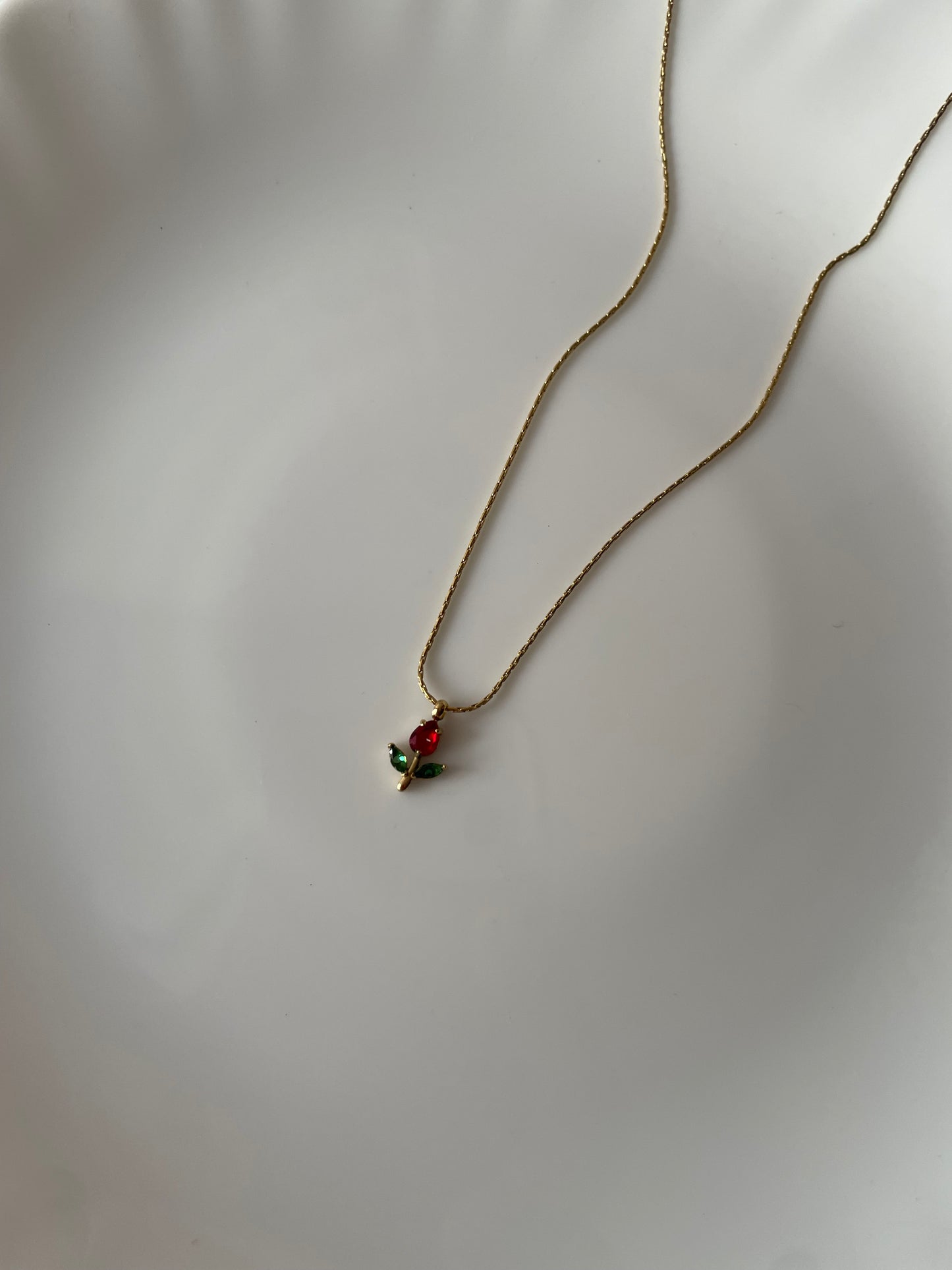 Ruby Tulip Necklace (Red)