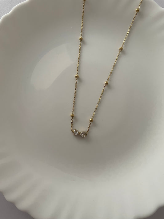 Amora Bow Crystal Necklace