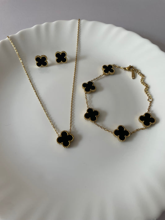 Clover Necklace Set-Black