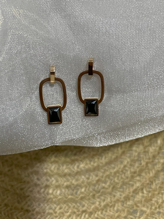 Rose Gold Black Danglers