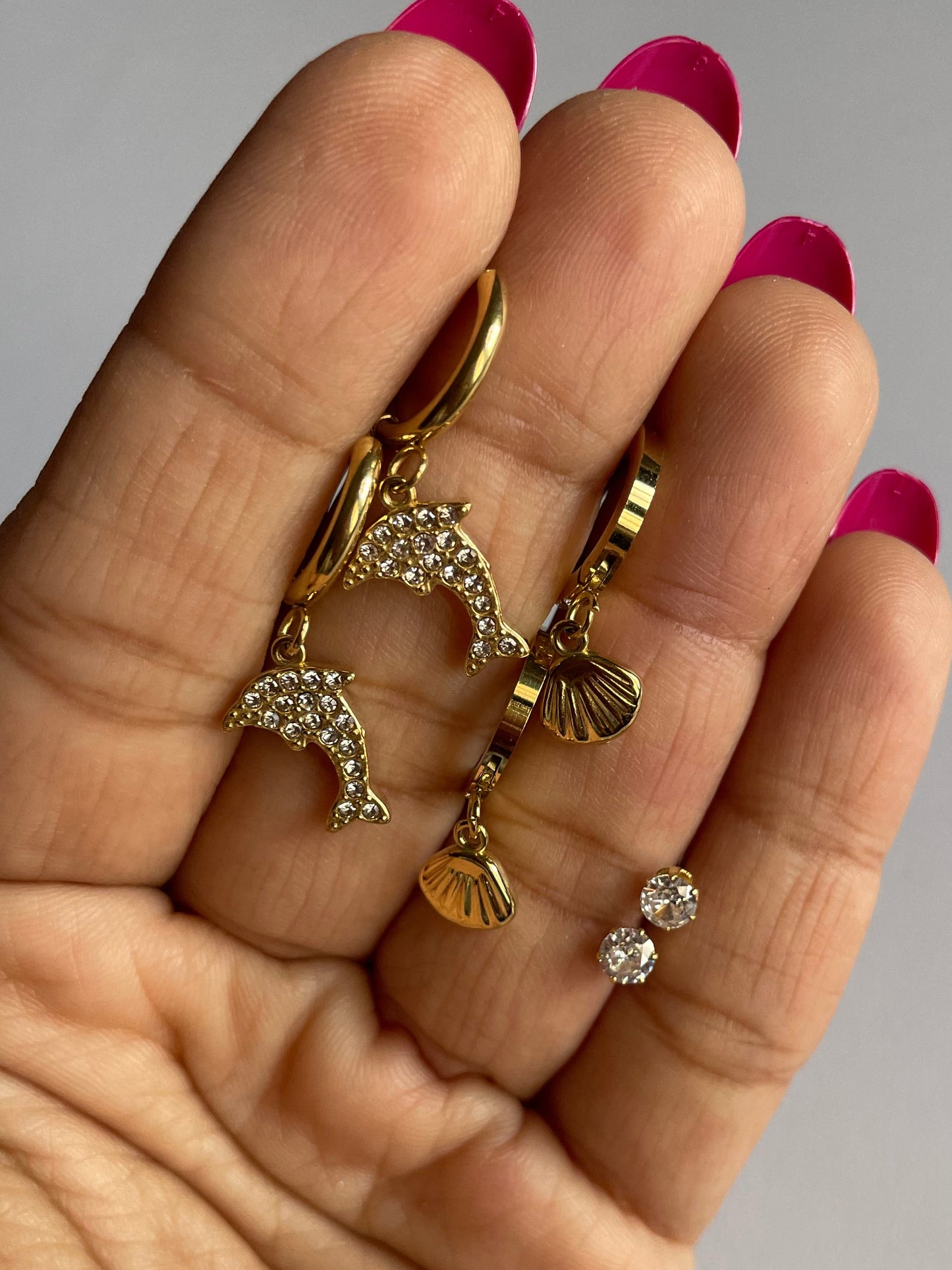 Ocean Charm Trio Earrings (Combo)