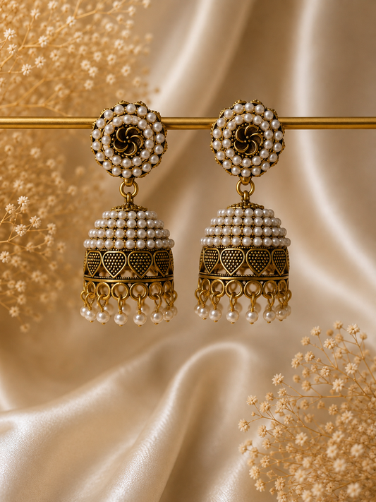 Maharani Pearl Jhumka Earrings