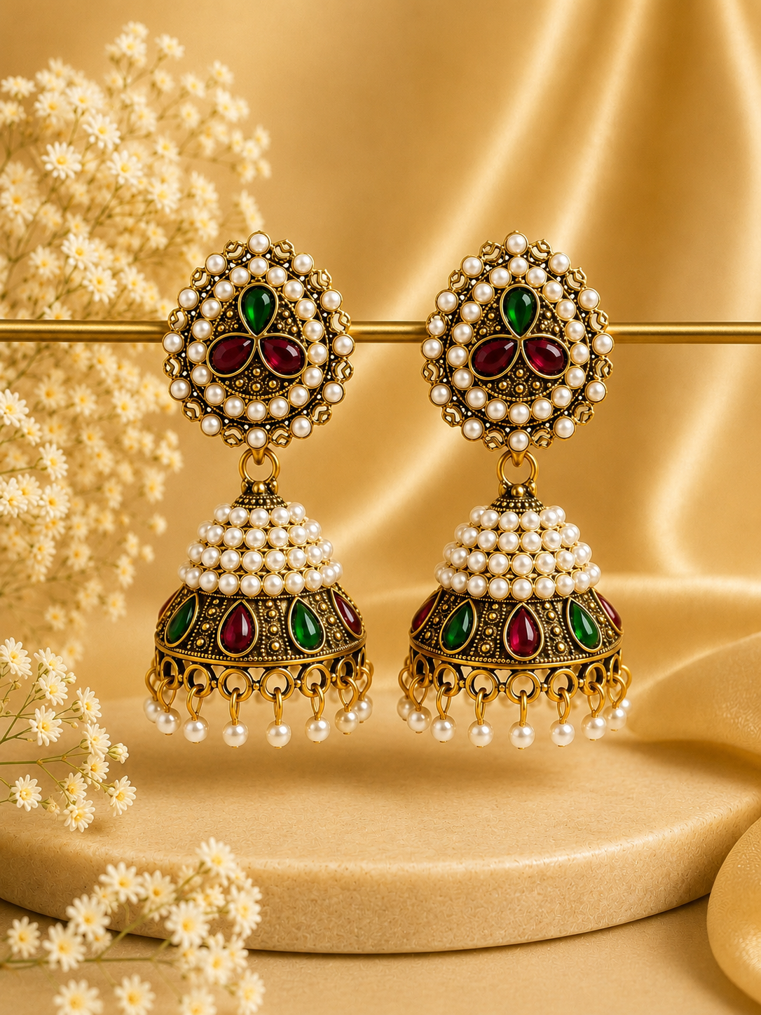 Diya Pearl Jhumka Earrings