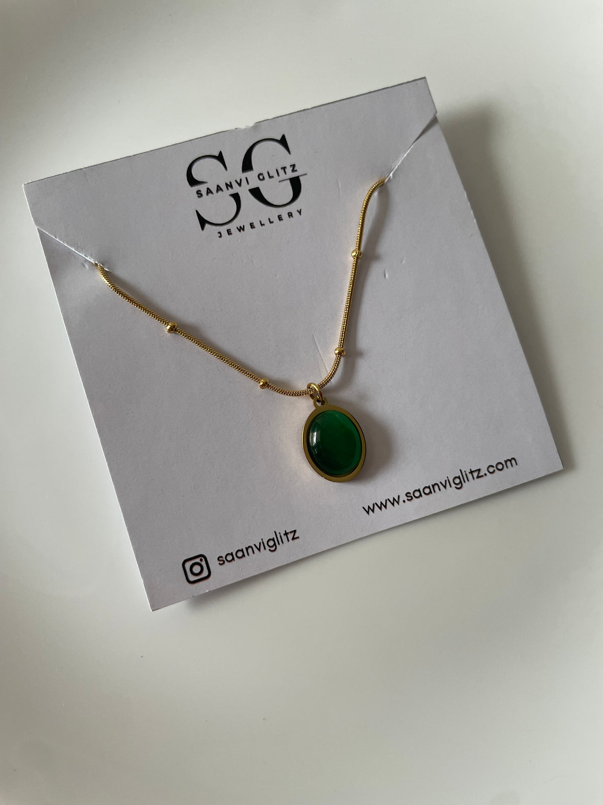 Green Oval Stone Necklace
