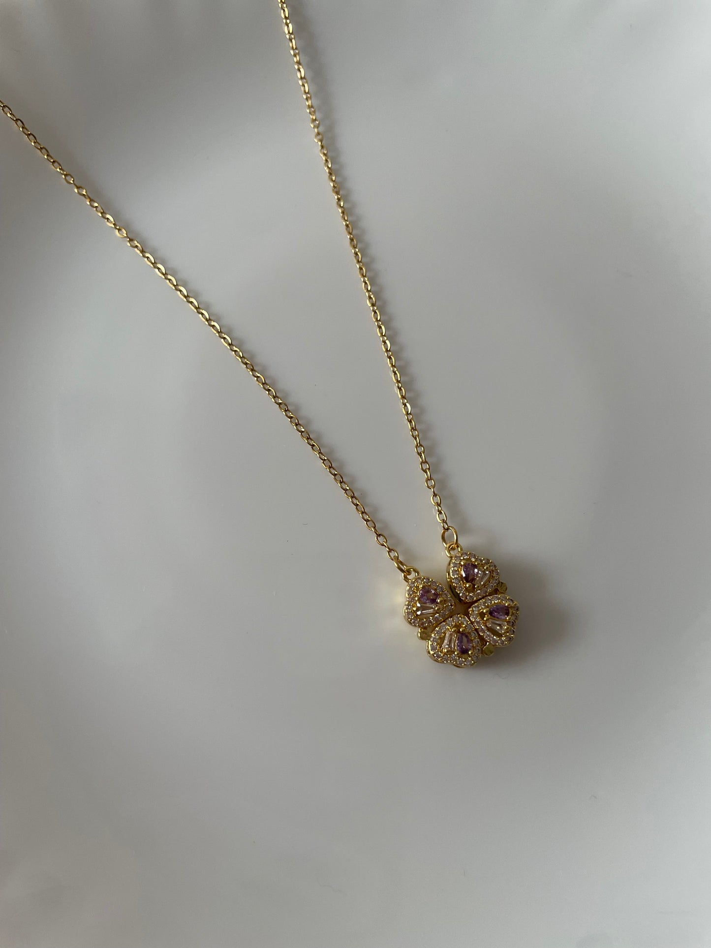 Bejewelled Heart Pink Necklace
