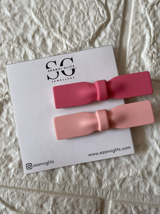 Korean Matte Alligator Pin-Bow Style