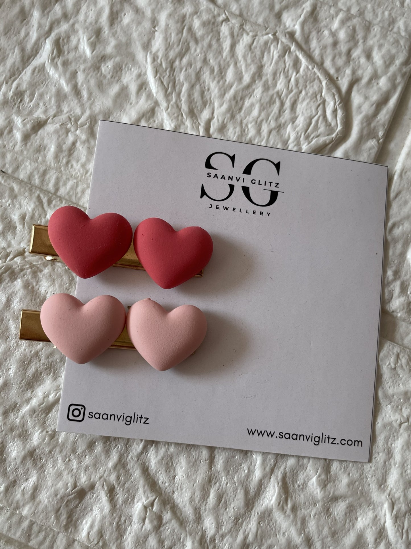 Korean Matte Alligator Pin-Two Heart Shape