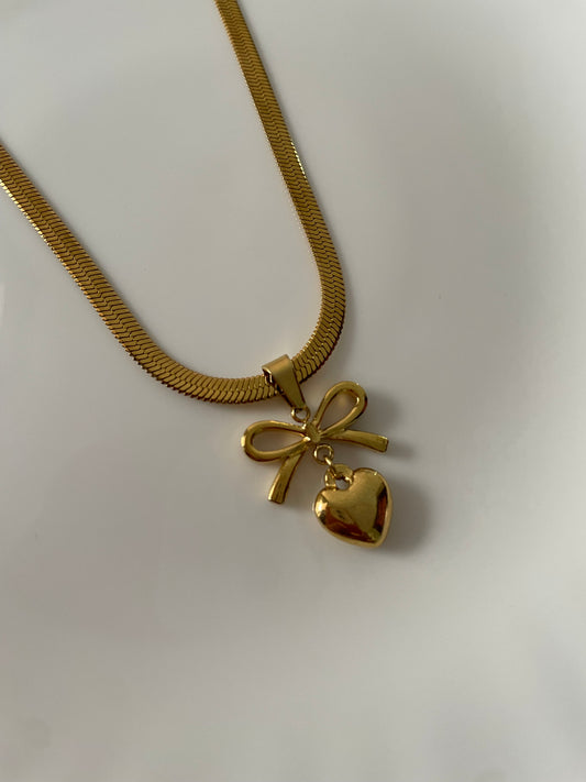 Heart with Bow Necklace