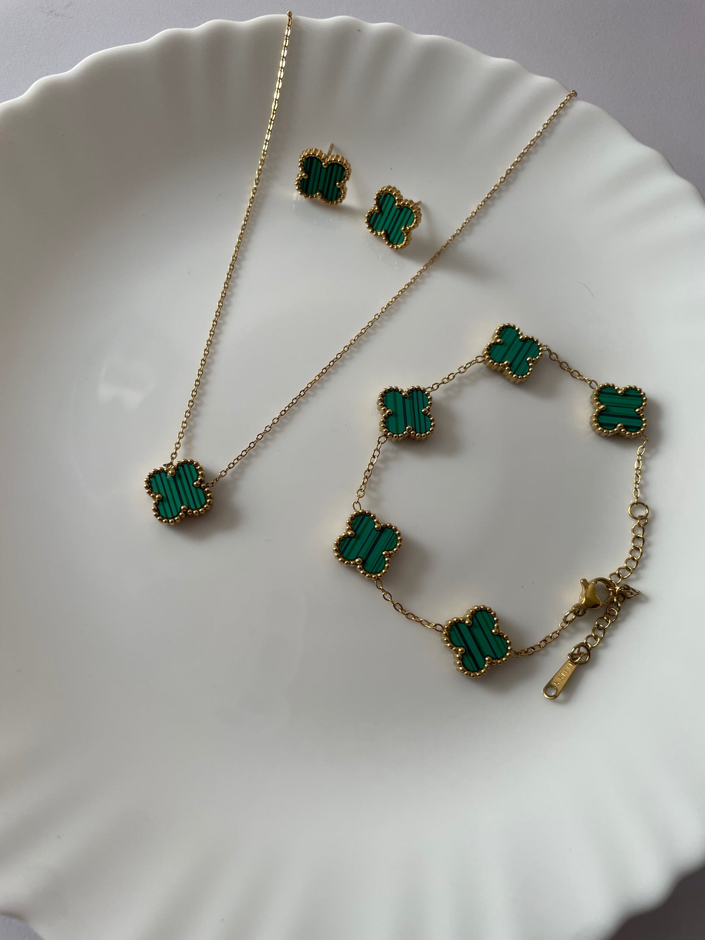 Clover Necklace Set-Sea Green