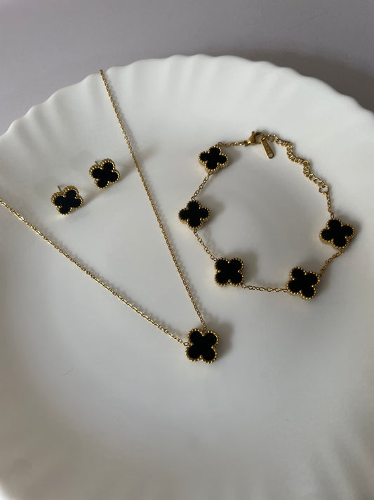 Clover Necklace Set-Black